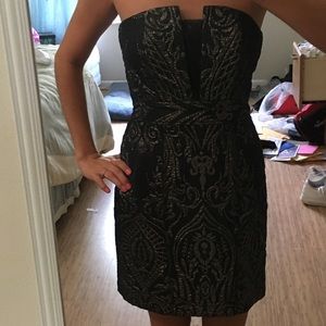 EXPRESS black and gold strapless dress